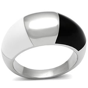 Equilibrium - Gorgeous Black and White Highly Polished Stainless Steel Ying Yang Ring