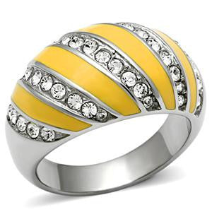 Sunshine Symphony - Yellow Epoxy Inlaid with Top Quality Aurora Borealis Crystals Gorgeous Ring