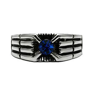 Spaceship Superstar - Modern Design Blue Crystal Stainless Steel Comfort-Fit Ring