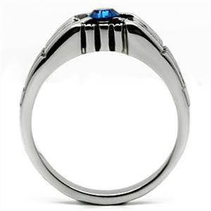 Spaceship Superstar - Modern Cast Blue Crystal Stainless Steel Comfort-Fit Ring