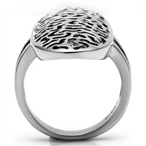 Fantasy - Intricate cut out large elliptical cocktail ring in polished stainless steel