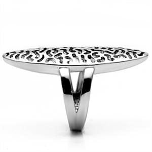 Fantasy - Intricate cut out large elliptical cocktail ring in polished stainless steel