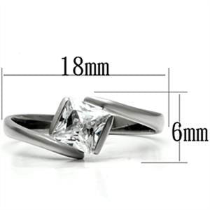 Cubist – Art Deco Style Square-Cut White Cubic Zirconia Engagement Ring in Stainless Steel