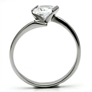 Cubist – Art Deco Style Square-Cut White Cubic Zirconia Engagement Ring in Stainless Steel