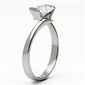 Cubist – Art Deco Style Square-Cut White Cubic Zirconia Engagement Ring in Stainless Steel