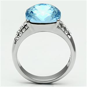 Waterfall - Striking Contemporary Design Cushion Cut Aquamarine Solitaire Crystal ring