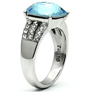 Waterfall - Striking Contemporary Design Cushion Cut Aquamarine Solitaire Crystal ring