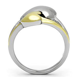 Hold My Heart – Polished Stainless Steel Double Heart Two-Tone Ring