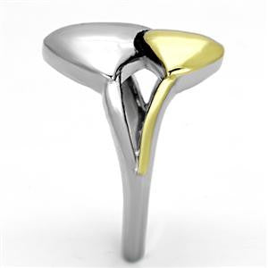 Hold My Heart – Polished Stainless Steel Double Heart Two-Tone Ring