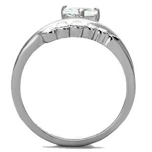 Perfect Pear – Pear-Shaped Solitaire Andcubic Zirconia Studded Band Stainless Steel Ring