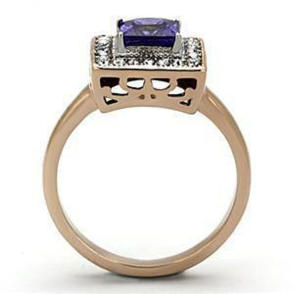 Amelie - Purple Square CZ Gold Plated Stainless Steel Ring