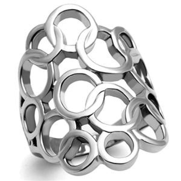 Bubbles – Multiple interlocking circle design stainless steel cocktail ring