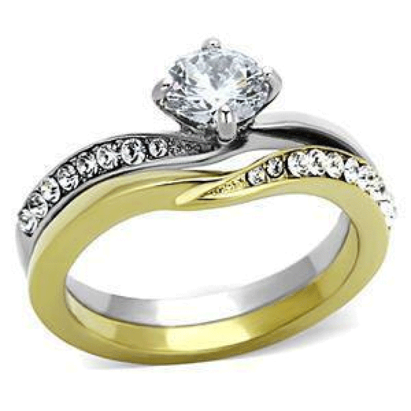 Heart of Gold - .84 CT. Equivalent Cubic Zirconia Center Stone Two Tone Engagement/Wedding Set