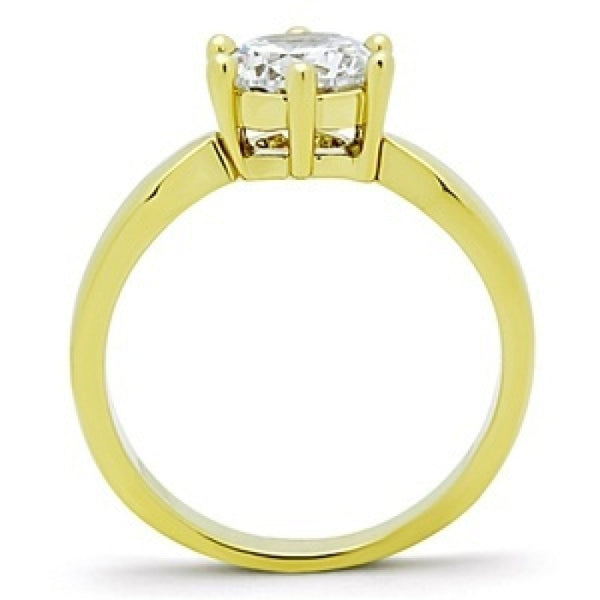 Sweeter Than Fiction - 1.28 CT. Equivalent Round Cut Center Stone And Gold Stainless Steel Band