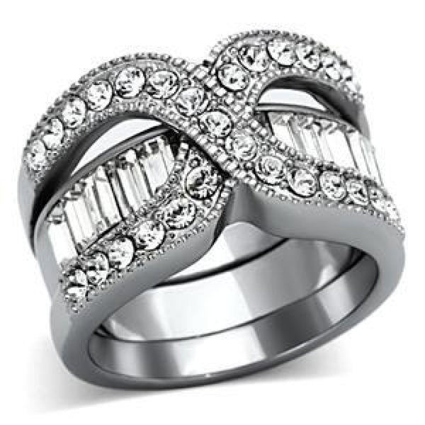 Razzle Dazzle - Two In One Top Grade Crystal and Stainless Steel Ring