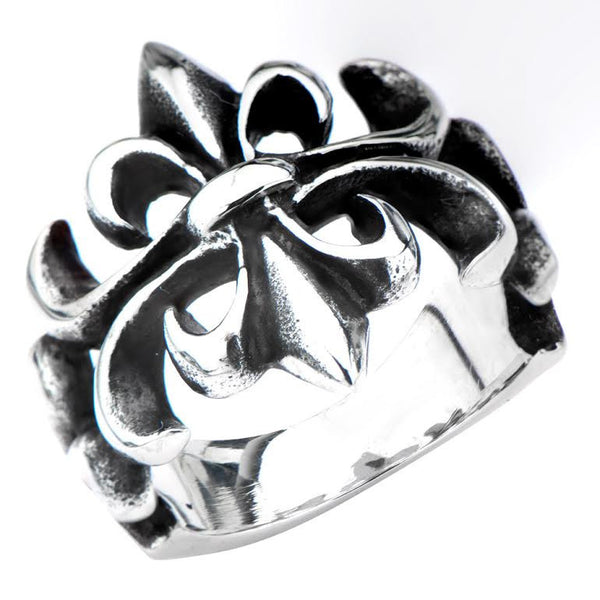 Fleur-de-Life – Black oxidized stainless steel detailed fleur-de-lis ring