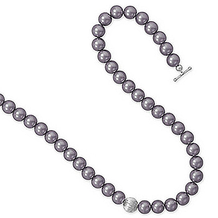Allure Necklace - Elegant Mauve Glass Pearl Necklace with Sterling Silver Clasp