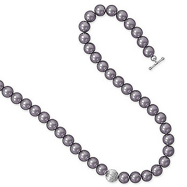 Allure Necklace - Elegant Mauve Glass Pearl Necklace with Sterling Silver Clasp