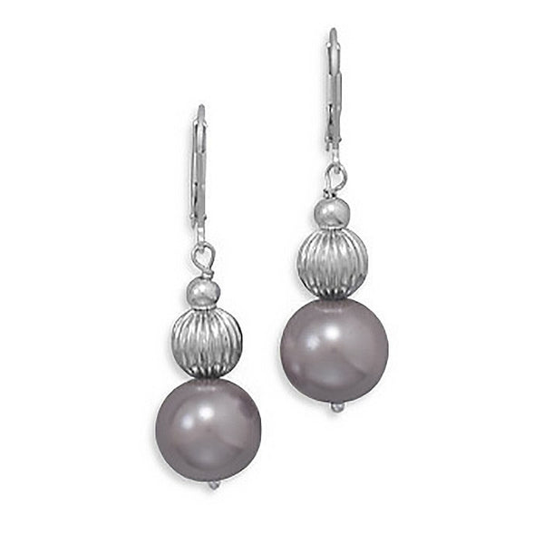 Allure Earrings - Elegant Sterling Silver and Mauve Glass Pearl Earrings