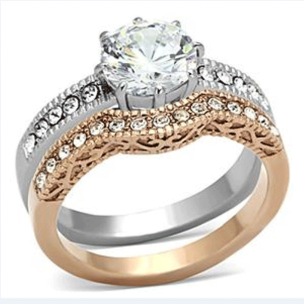 Look of Love - 2.75 CT. Equivalent Cubic Zirconia Filigree Engagement/Wedding Set