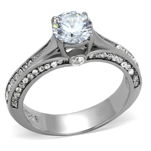 A Love Story - 1.28 CT. Equivalent Cubic Zirconia Center Stone Pave Lined Engagement Ring