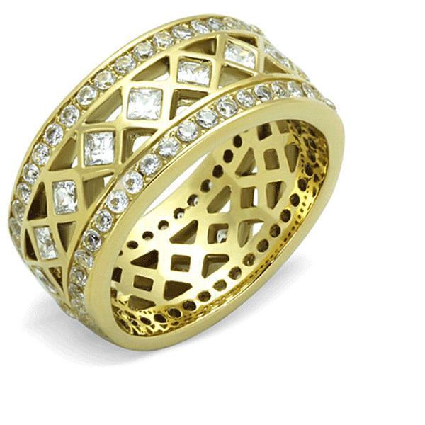 Monarchy - A Stunning Gold Stainless Steel and Cubic Zirconia Statement Ring