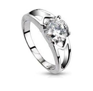 Clearly Love - Admiring Love Stainless Steel Engagement Ring With Cubic Zirconia