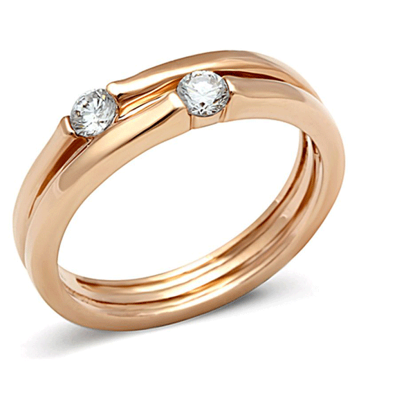 Rose Marie - A Statement Rose Gold Stainless Steel Ring and Cubic Zirconia Stones