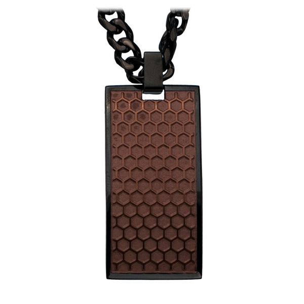 Cappuccino Dog Tag - Stainless Steel Honeycomb Pendant with chain