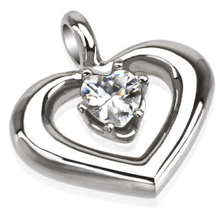 Passion - Heart Shaped Craftsmanship Beauty Stainless Steel Love Pendant with Cubic Zirconia