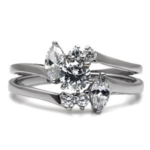 Love Story - Set Two Eleganlty Carfted Stainless Steel Wedding Rings with Cubic Zirconia's