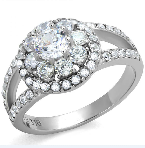 Dreamlover - .80 CT. Equivalent and Cubic Zirconia Floral Shaped Crystals Engagement Ring